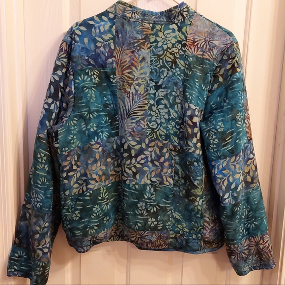 Nomadic Traders Quilted Jacket Button Front %100 Rayon Shell turquoise teal XL - Picture 5 of 7